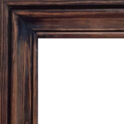 Pine frame with 2″ moulded trim. Finished in grey wood stain and hand-sanded for a distressed look, a final wax is applied to give a light satin shine. It is a perfect choice for medium to larger artworks.